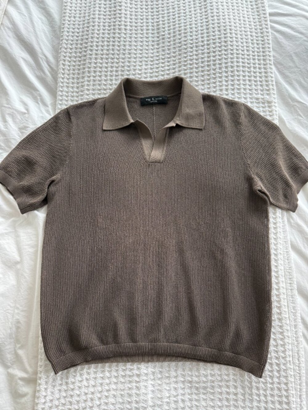 Rag & Bone - Men's Polo Shirt Size Small in Brown Mesh Knit - Picture 3 of 6